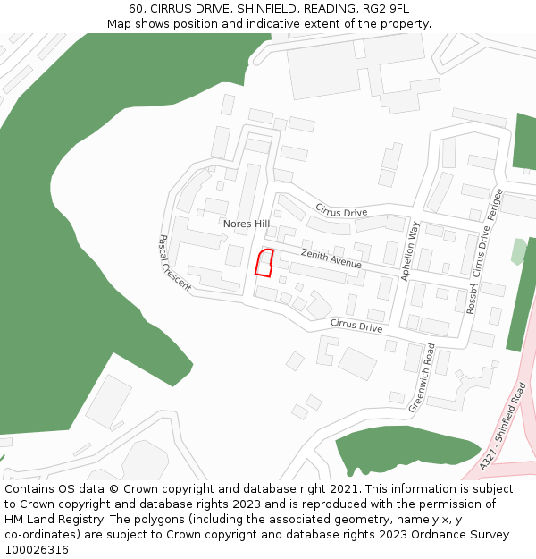 60, CIRRUS DRIVE, SHINFIELD, READING, RG2 9FL: Location map and indicative extent of plot