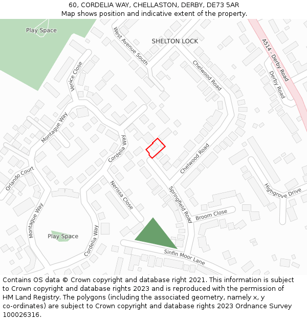 60, CORDELIA WAY, CHELLASTON, DERBY, DE73 5AR: Location map and indicative extent of plot