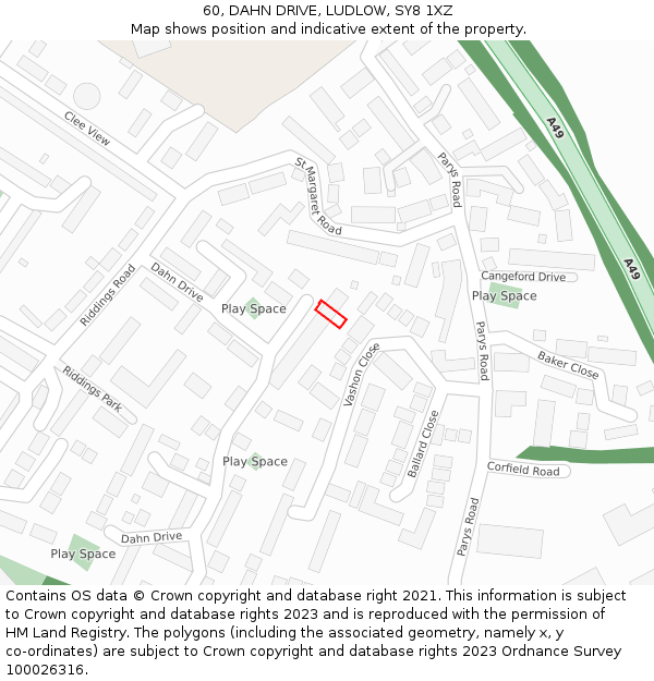 60, DAHN DRIVE, LUDLOW, SY8 1XZ: Location map and indicative extent of plot