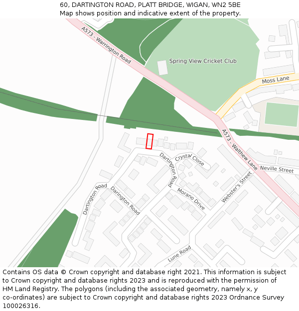 60, DARTINGTON ROAD, PLATT BRIDGE, WIGAN, WN2 5BE: Location map and indicative extent of plot