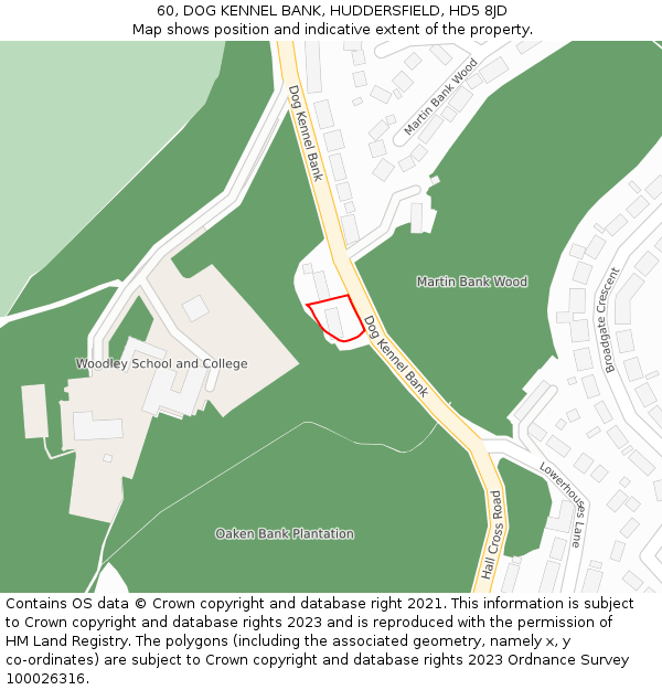 60, DOG KENNEL BANK, HUDDERSFIELD, HD5 8JD: Location map and indicative extent of plot