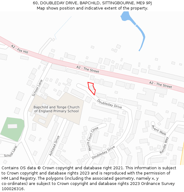 60, DOUBLEDAY DRIVE, BAPCHILD, SITTINGBOURNE, ME9 9PJ: Location map and indicative extent of plot