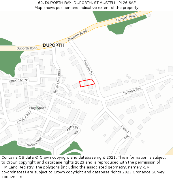 60, DUPORTH BAY, DUPORTH, ST AUSTELL, PL26 6AE: Location map and indicative extent of plot