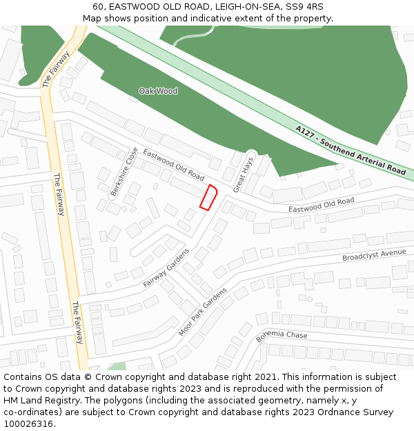 60, EASTWOOD OLD ROAD, LEIGH-ON-SEA, SS9 4RS: Location map and indicative extent of plot