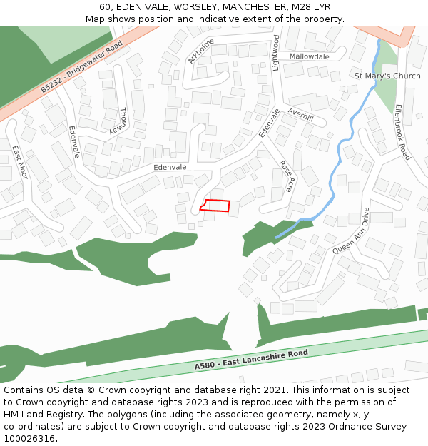 60, EDEN VALE, WORSLEY, MANCHESTER, M28 1YR: Location map and indicative extent of plot
