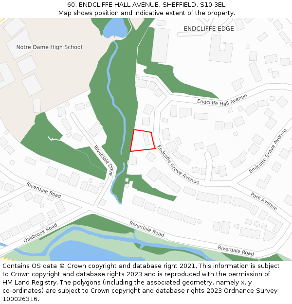 60, ENDCLIFFE HALL AVENUE, SHEFFIELD, S10 3EL: Location map and indicative extent of plot