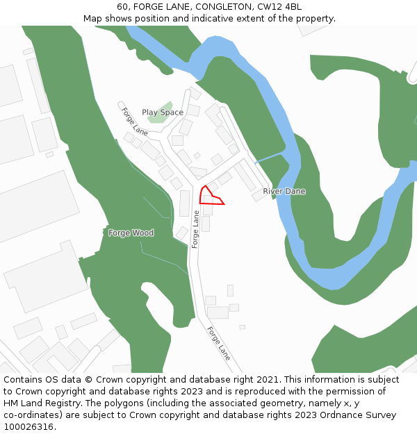 60, FORGE LANE, CONGLETON, CW12 4BL: Location map and indicative extent of plot