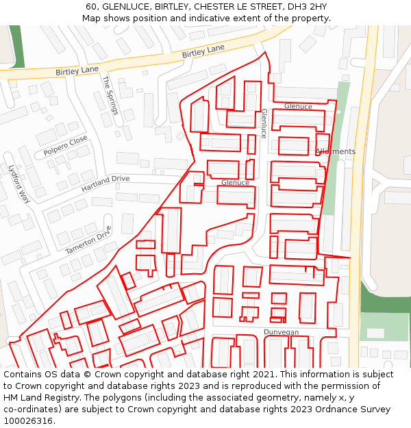 60, GLENLUCE, BIRTLEY, CHESTER LE STREET, DH3 2HY: Location map and indicative extent of plot