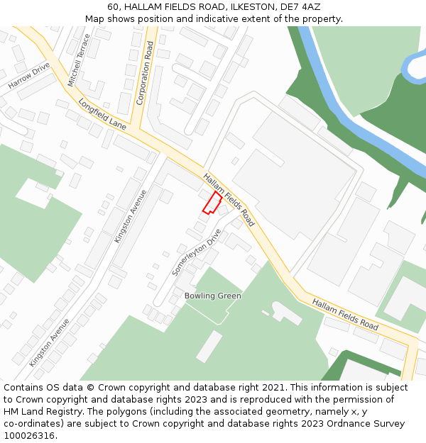 60, HALLAM FIELDS ROAD, ILKESTON, DE7 4AZ: Location map and indicative extent of plot