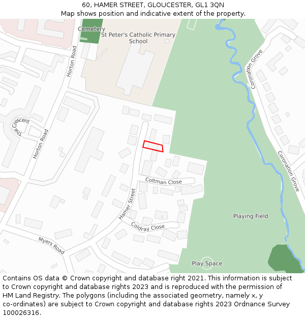 60, HAMER STREET, GLOUCESTER, GL1 3QN: Location map and indicative extent of plot