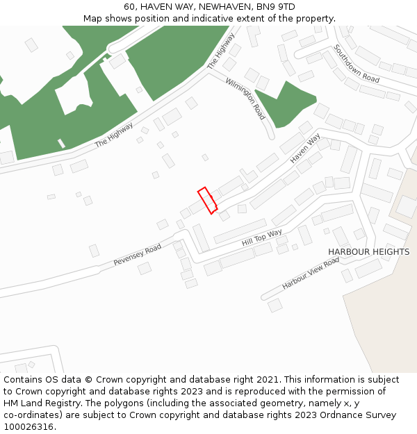 60, HAVEN WAY, NEWHAVEN, BN9 9TD: Location map and indicative extent of plot