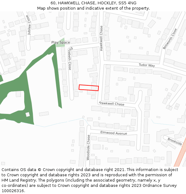 60, HAWKWELL CHASE, HOCKLEY, SS5 4NG: Location map and indicative extent of plot