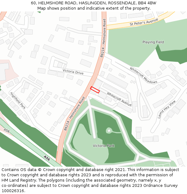 60, HELMSHORE ROAD, HASLINGDEN, ROSSENDALE, BB4 4BW: Location map and indicative extent of plot