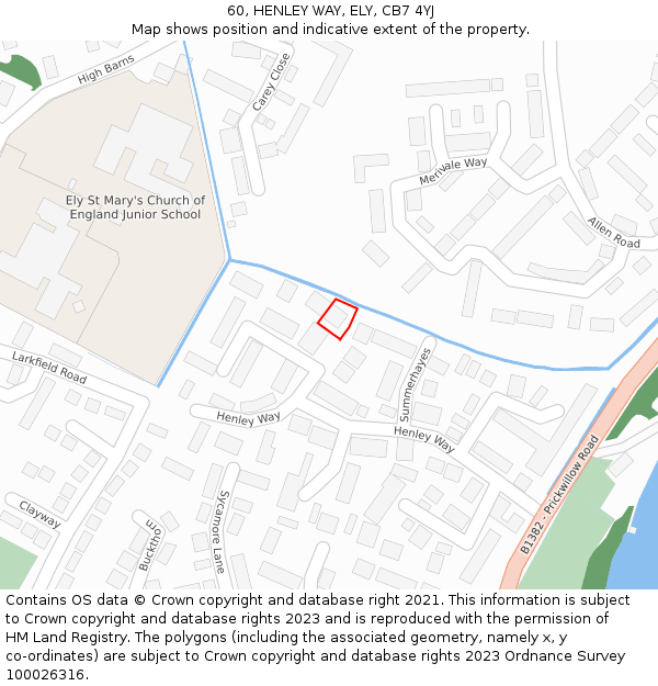 60, HENLEY WAY, ELY, CB7 4YJ: Location map and indicative extent of plot