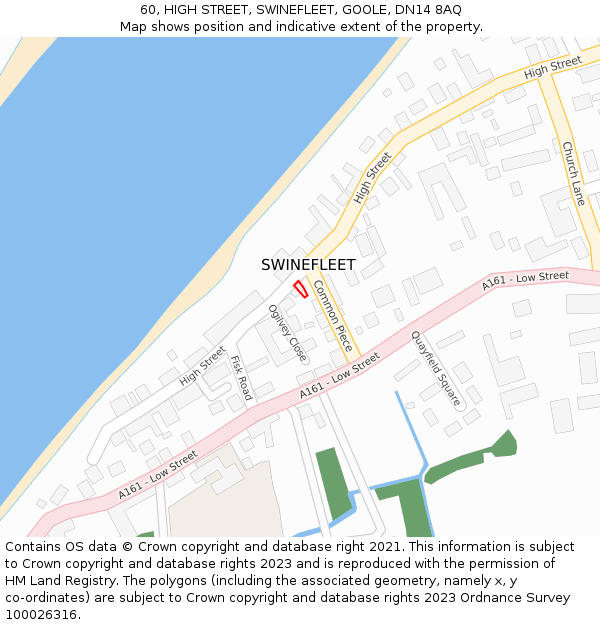 60, HIGH STREET, SWINEFLEET, GOOLE, DN14 8AQ: Location map and indicative extent of plot