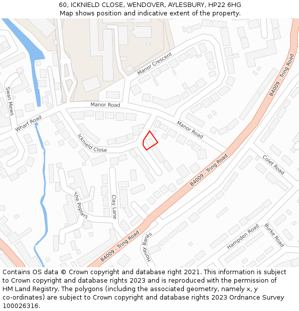 60, ICKNIELD CLOSE, WENDOVER, AYLESBURY, HP22 6HG: Location map and indicative extent of plot