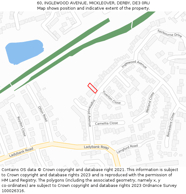 60, INGLEWOOD AVENUE, MICKLEOVER, DERBY, DE3 0RU: Location map and indicative extent of plot