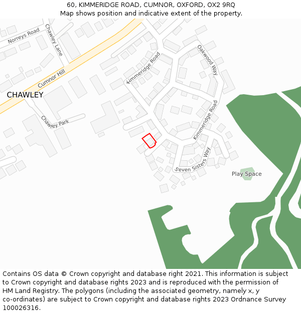 60, KIMMERIDGE ROAD, CUMNOR, OXFORD, OX2 9RQ: Location map and indicative extent of plot