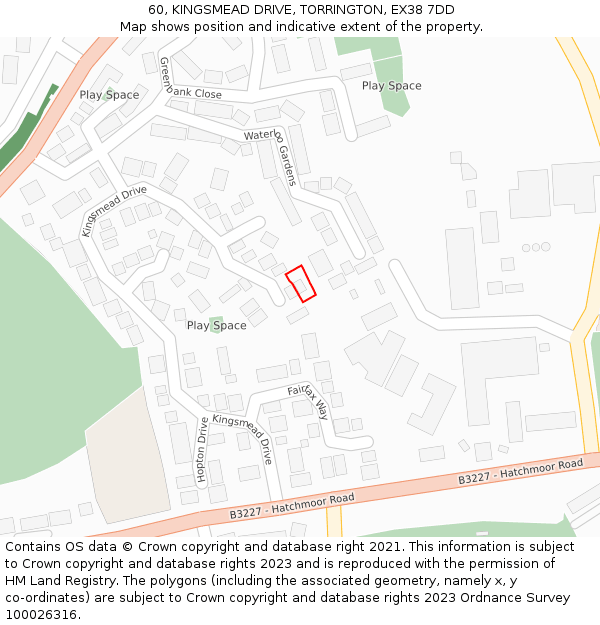 60, KINGSMEAD DRIVE, TORRINGTON, EX38 7DD: Location map and indicative extent of plot