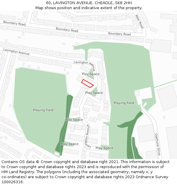 60, LAVINGTON AVENUE, CHEADLE, SK8 2HH: Location map and indicative extent of plot