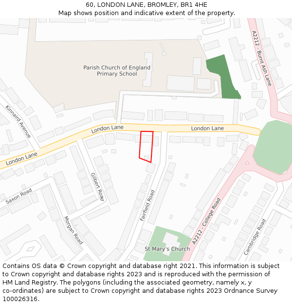 60, LONDON LANE, BROMLEY, BR1 4HE: Location map and indicative extent of plot