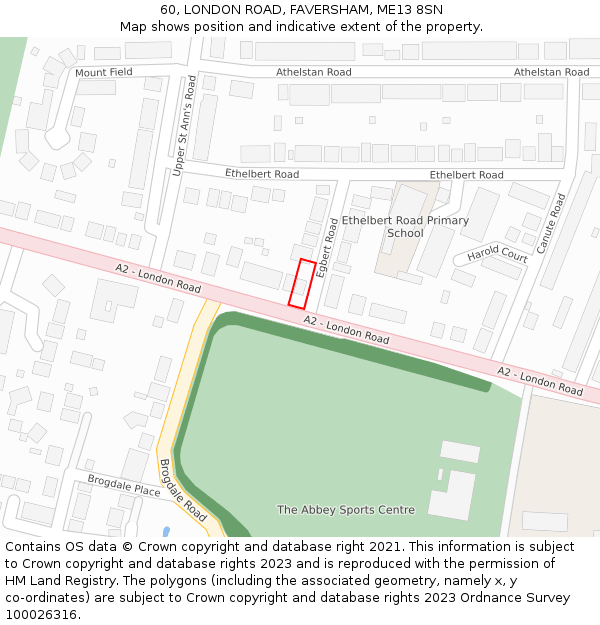 60, LONDON ROAD, FAVERSHAM, ME13 8SN: Location map and indicative extent of plot