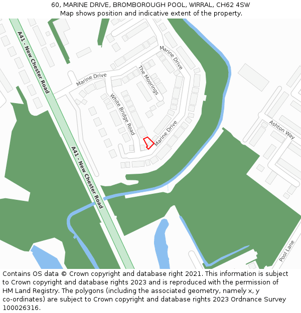 60, MARINE DRIVE, BROMBOROUGH POOL, WIRRAL, CH62 4SW: Location map and indicative extent of plot
