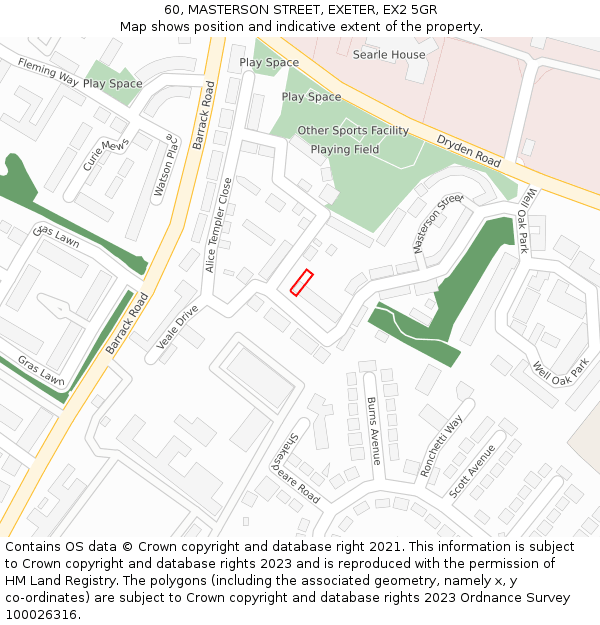 60, MASTERSON STREET, EXETER, EX2 5GR: Location map and indicative extent of plot