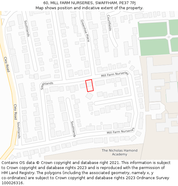 60, MILL FARM NURSERIES, SWAFFHAM, PE37 7PJ: Location map and indicative extent of plot