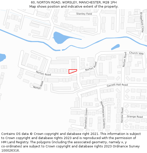 60, NORTON ROAD, WORSLEY, MANCHESTER, M28 1PH: Location map and indicative extent of plot