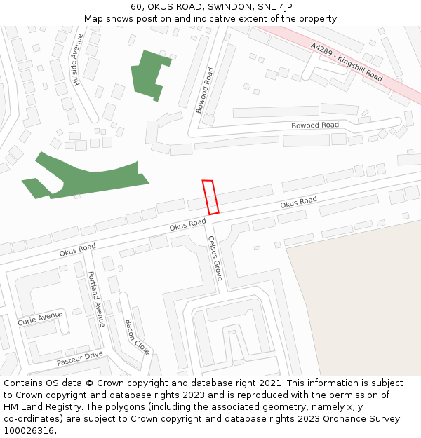 60, OKUS ROAD, SWINDON, SN1 4JP: Location map and indicative extent of plot