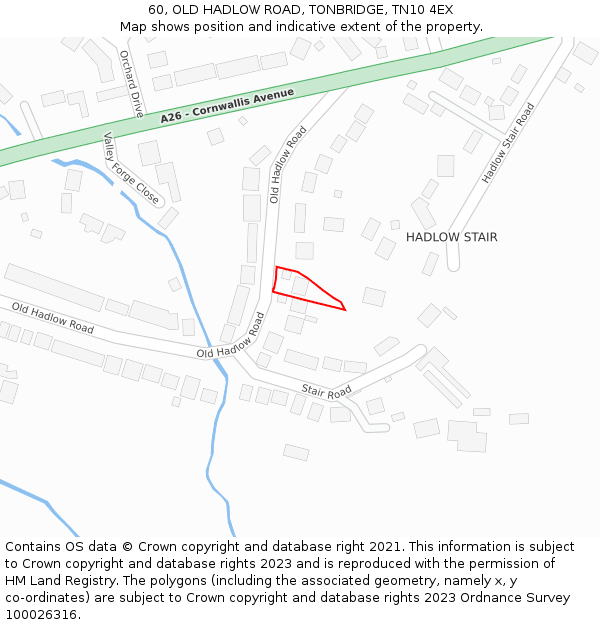 60, OLD HADLOW ROAD, TONBRIDGE, TN10 4EX: Location map and indicative extent of plot