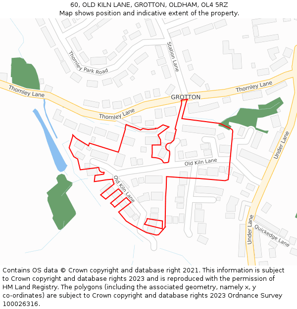 60, OLD KILN LANE, GROTTON, OLDHAM, OL4 5RZ: Location map and indicative extent of plot