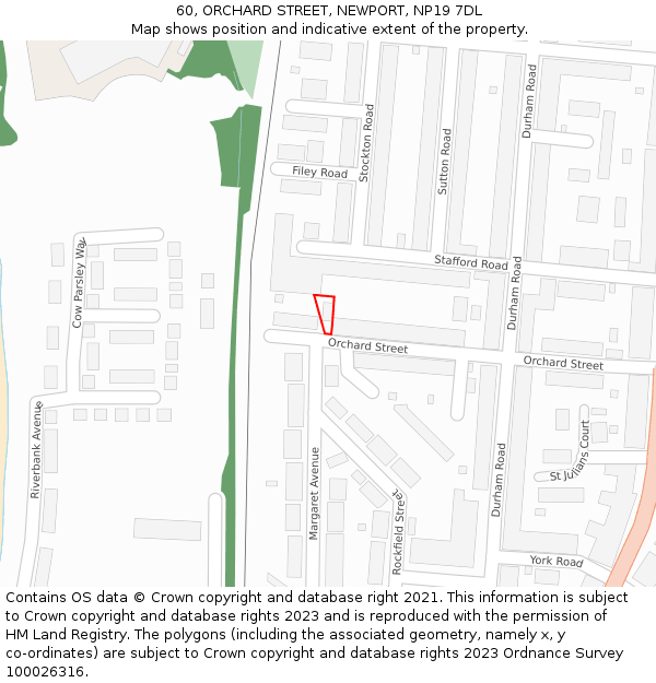 60, ORCHARD STREET, NEWPORT, NP19 7DL: Location map and indicative extent of plot