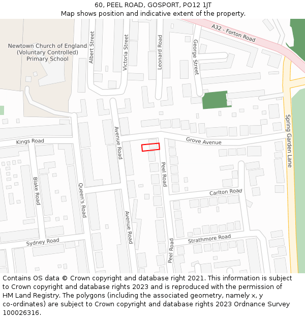 60, PEEL ROAD, GOSPORT, PO12 1JT: Location map and indicative extent of plot