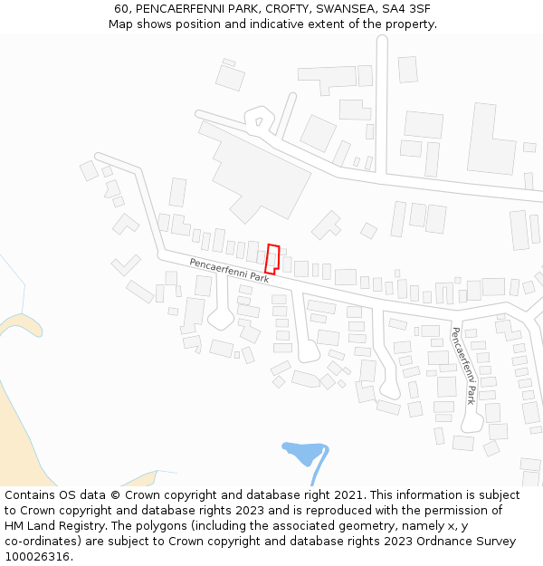 60, PENCAERFENNI PARK, CROFTY, SWANSEA, SA4 3SF: Location map and indicative extent of plot