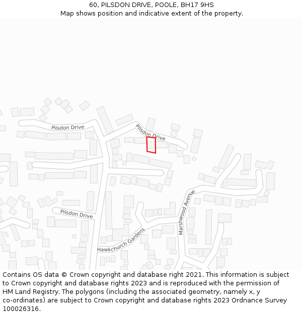 60, PILSDON DRIVE, POOLE, BH17 9HS: Location map and indicative extent of plot