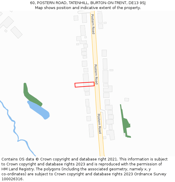 60, POSTERN ROAD, TATENHILL, BURTON-ON-TRENT, DE13 9SJ: Location map and indicative extent of plot