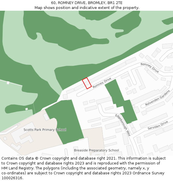 60, ROMNEY DRIVE, BROMLEY, BR1 2TE: Location map and indicative extent of plot