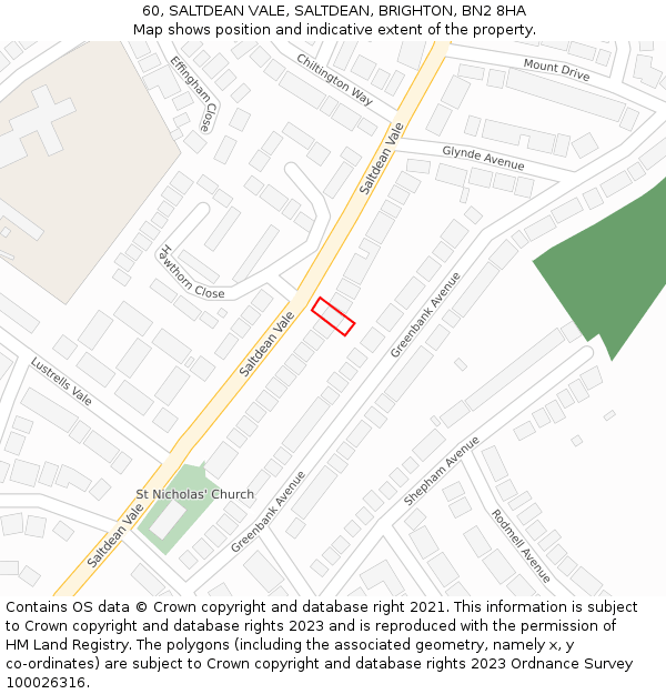 60, SALTDEAN VALE, SALTDEAN, BRIGHTON, BN2 8HA: Location map and indicative extent of plot