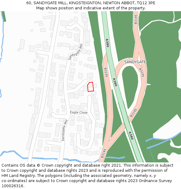 60, SANDYGATE MILL, KINGSTEIGNTON, NEWTON ABBOT, TQ12 3PE: Location map and indicative extent of plot