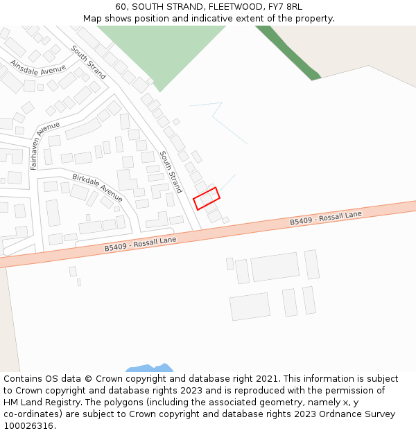 60, SOUTH STRAND, FLEETWOOD, FY7 8RL: Location map and indicative extent of plot