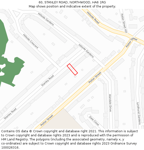 60, STANLEY ROAD, NORTHWOOD, HA6 1RG: Location map and indicative extent of plot