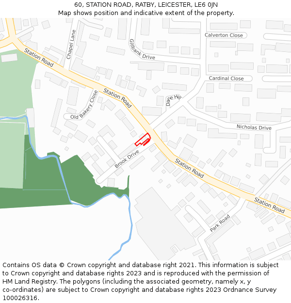 60, STATION ROAD, RATBY, LEICESTER, LE6 0JN: Location map and indicative extent of plot