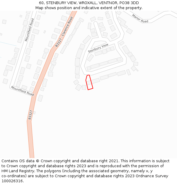 60, STENBURY VIEW, WROXALL, VENTNOR, PO38 3DD: Location map and indicative extent of plot