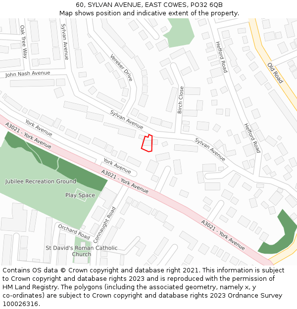 60, SYLVAN AVENUE, EAST COWES, PO32 6QB: Location map and indicative extent of plot