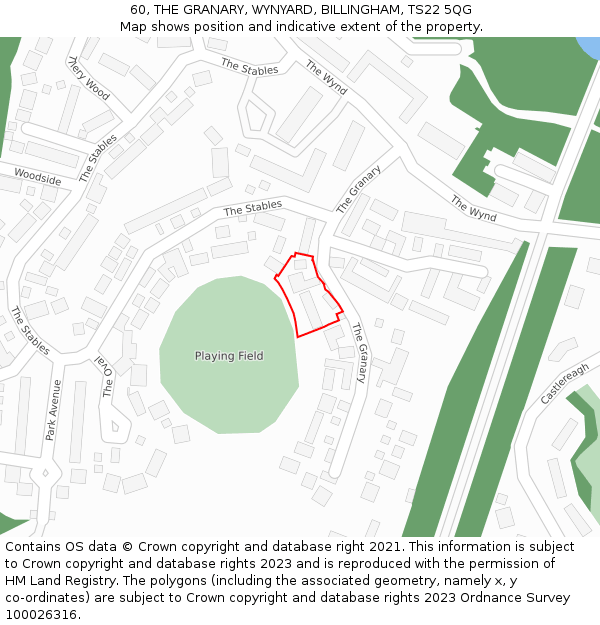 60, THE GRANARY, WYNYARD, BILLINGHAM, TS22 5QG: Location map and indicative extent of plot