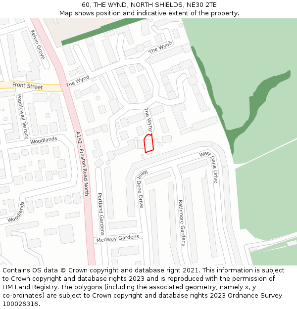 60, THE WYND, NORTH SHIELDS, NE30 2TE: Location map and indicative extent of plot