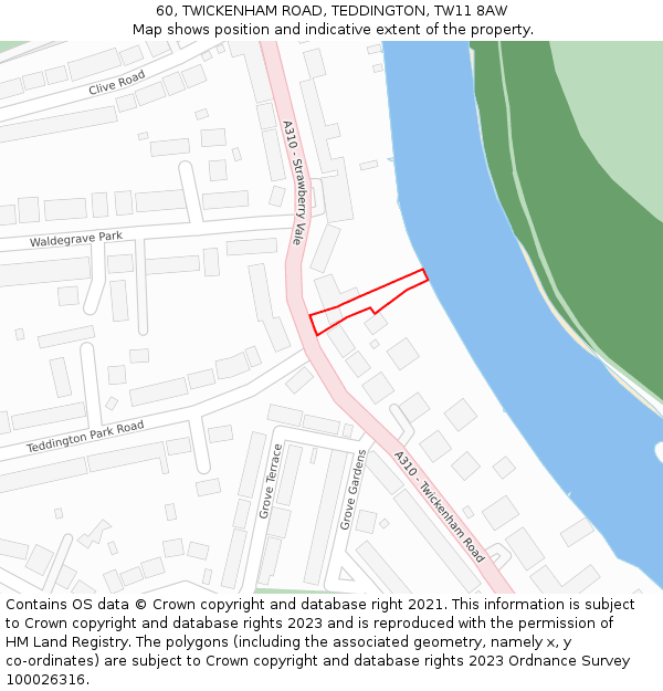 60, TWICKENHAM ROAD, TEDDINGTON, TW11 8AW: Location map and indicative extent of plot