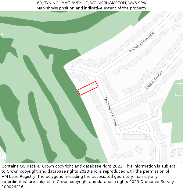 60, TYNINGHAME AVENUE, WOLVERHAMPTON, WV6 9PW: Location map and indicative extent of plot